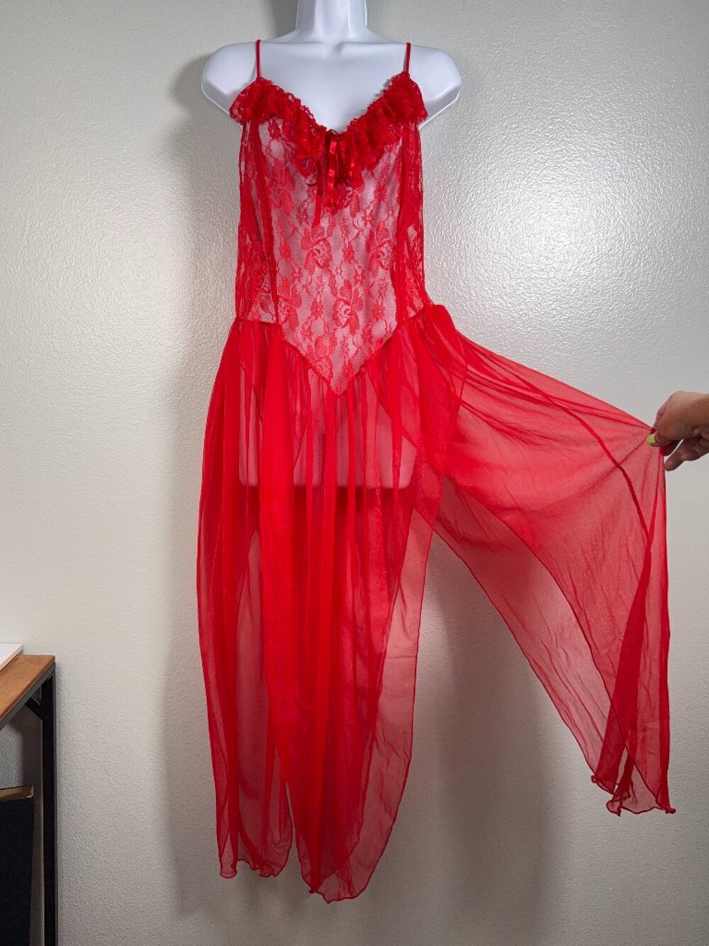Vintage Frederick's of Hollywood Red Corset Lace Fairy Maxi Gown - Plus Size 2X